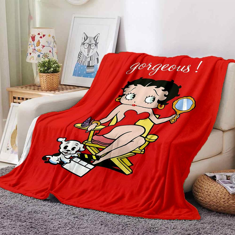 1pc Betty Boop Adventures Flannel Blanket,Ultra Soft Warm Plush Throw for Home Bedroom Bed Sofa Cover Camping Picnic gift Y72429