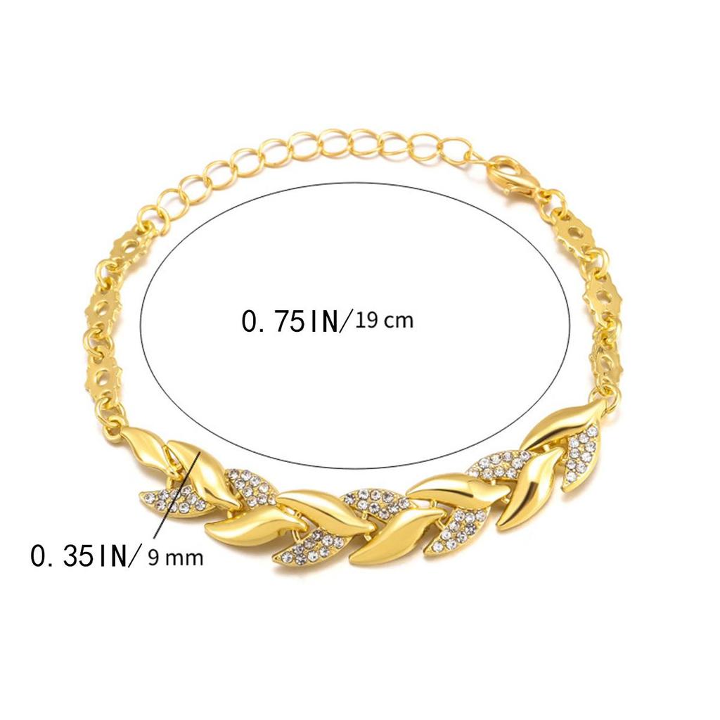 Bracciale foglia d'oro Gioielli da sposa alla moda Bracciale in vetro da donna Bracciale da donna