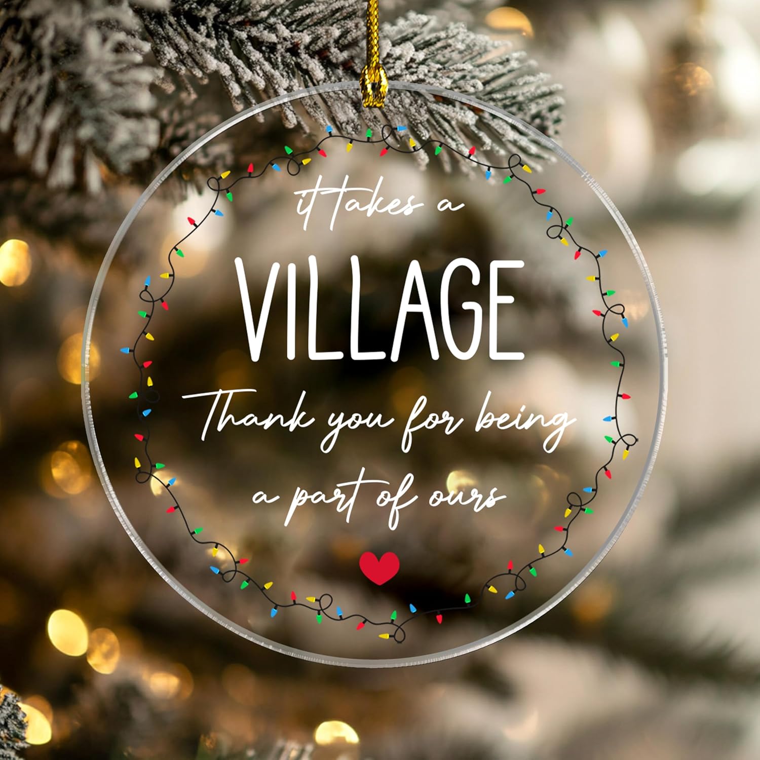 Thank You Gifts for Women - It Takes A Village Acrylic Ornament - Appreciation, Retirement, Farewell, Leaving, Work Anniversary Ideas for Coworker,