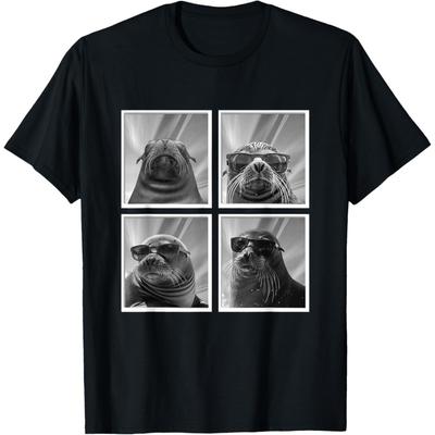 Foca Con Gafas de Sol Genial León Marino Animal Marino Camiseta de Fotomatón