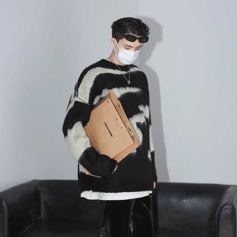 Men's knitted sweater jacket long-sleeved winter men's clothing loose lazy wind pullover sweater men's thickened warm