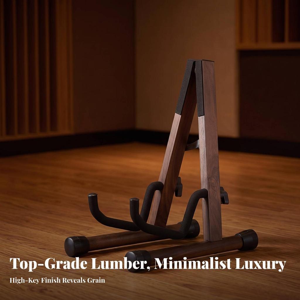 Compact Wooden Guitar Stand Freestanding Triangular Portable
