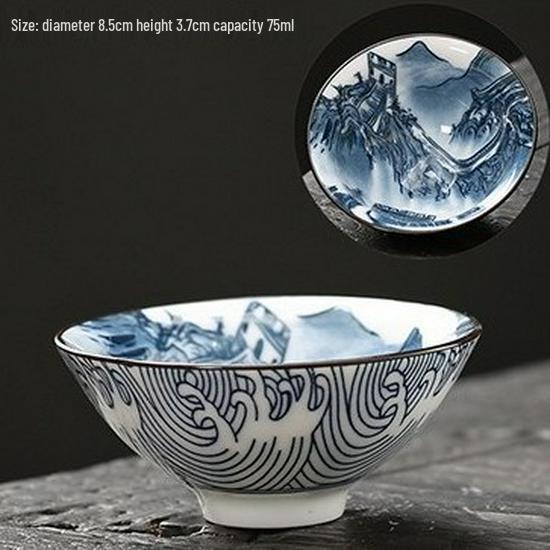 Blau-weiße Douli-Teetasse aus Porzellan für Kung-Fu-Tee