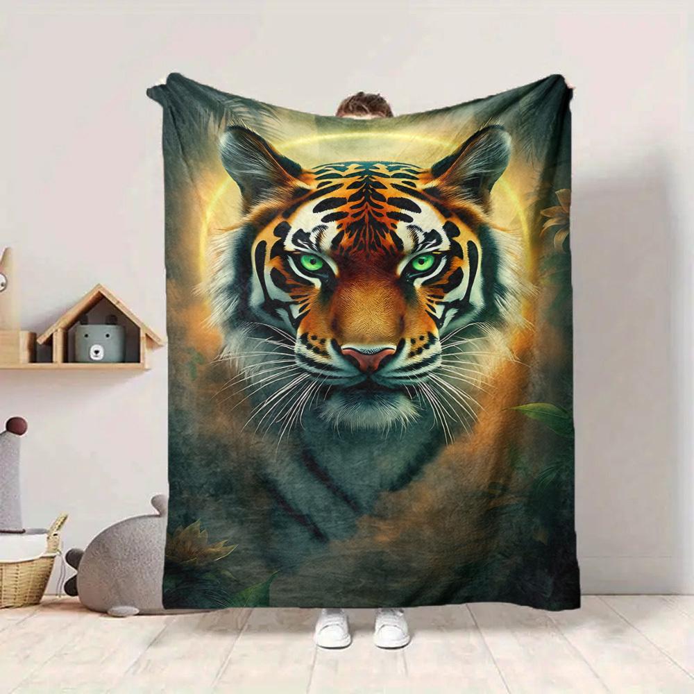 1PC Tiger Print Blanket, Throw For Sofa, Bed, Travel, Camping, Livingroom, And Bed, Printing Blanket With Soft And Warm Fabric Yy250918164