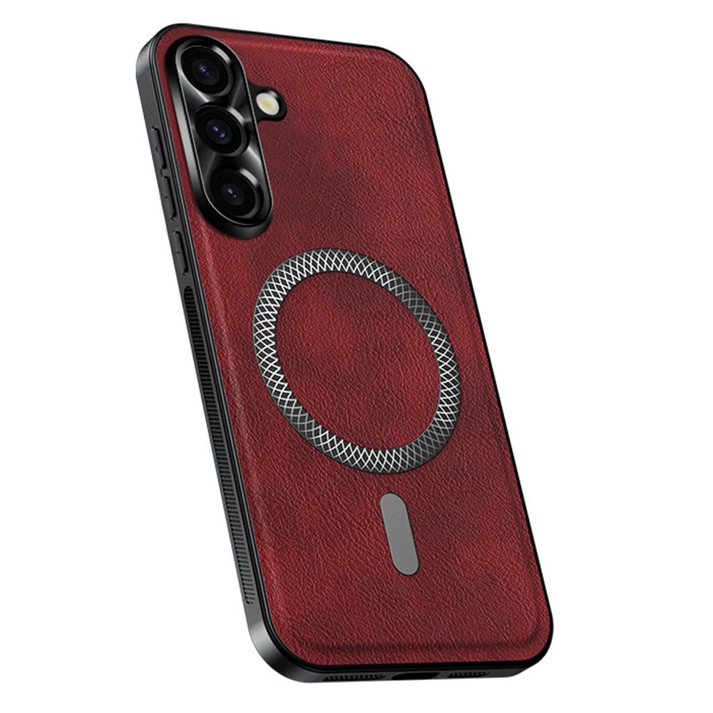 For Samsung Galaxy A55 5G Case Compatible with MagSafe PU TPU PC Phone Back Cover with Metal Lens Frame