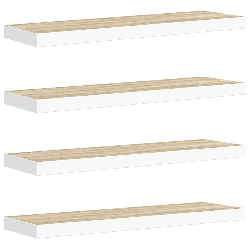 Vidaxl Półki Ścienne, 4 Szt., Dębowo-Białe, 80X23,5X3,8 Cm, Mdf