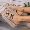 Women's Gold Thick Bottom Wedge Sandals Summer Peep Toe Chunky Platform Sandals Woman Ankle Buckle Anti Slip Beach Shoes