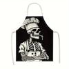 1pc Skull Chef Apron Funny Skeleton Kitchen Cooking Baking Waterproof Chef Bib Gift for Men Women Halloween Party Decor