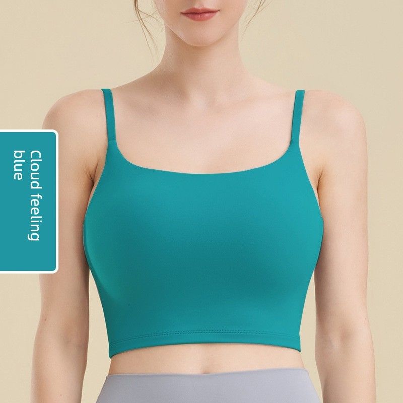 

Спортивное нижнее белье с фиксированной чашкой, цельное, ощущение «обнаженной женщины», быстросохнущий слинг, красивая спина, пузырчатая пленка, фитнес, йога, женский жилет, верхняя одежда Cloud feeling blue XL
