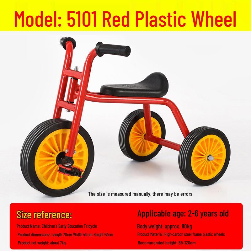Children's Double Pedal Tricycle with Basket for Outdoor Play