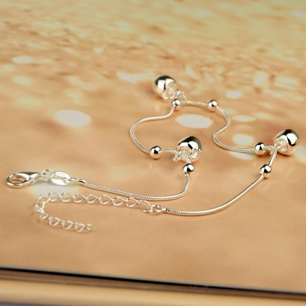 Simple Cute Girl Apple Anklets 100 %925 Sterling Silver Women Foot Jewelry Beach Barefoot Sandals Bracelet On The Leg Ankle