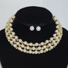 Bridal Wedding Pearl Rhinestone Bundle Neck Chain Collar Bracelet Stud Earrings Three-piece Amazon Claw Chain Set