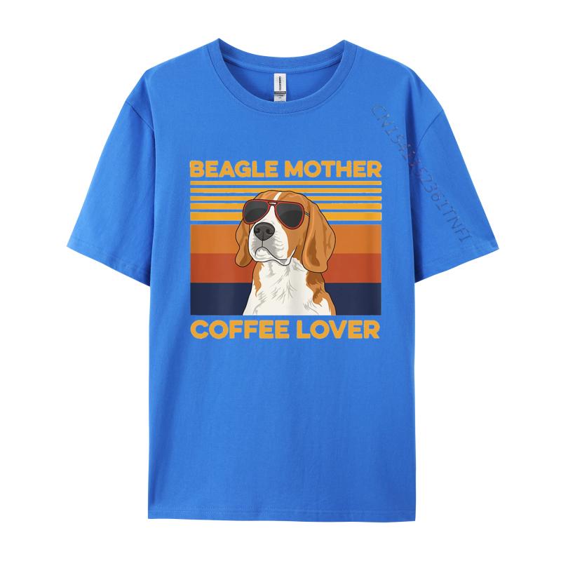 Mens TShirt Beagle Mother Coffee Lover Tee Shirt Arts Retro Cotton Clothes Graphic T Shirts 100 Cotton