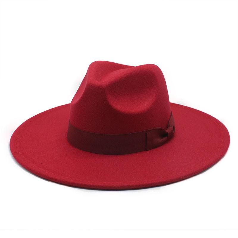 Wool Felt Hat With Large Brim And Bow For Retro Festival Wear