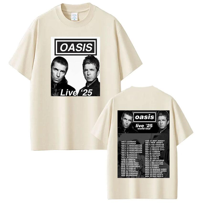 British Rock Band OASIS Live 25 World Tour 2025  Tshirt Men Woman Oversized T Shirts Hip Hop Summer Cotton Gothic Punk Tshirts