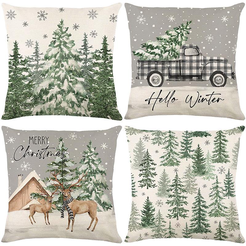 Christmas Pillowcase Festive and Joyous Decoration Home Sofa Cushion Cover Living Room and Bedroom Pillow Cover