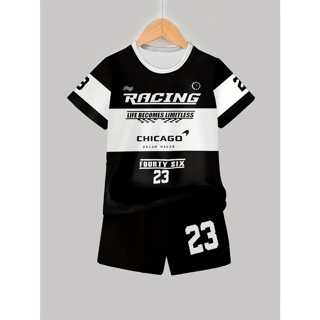 

Стильный повседневный комплект из футболки с коротким рукавом и шорт с 3D-принтом для мальчиков, наряд из футболки и шорт для улицы для мальчиков, для улицы 13-14Y