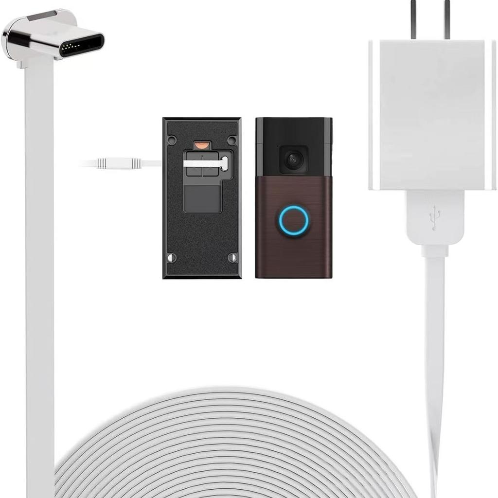 Ultra-thin Ultra-flat Power Extension Cable with App Control 4-Meter Length for Ring Doorbell Charging