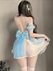 SENMHS Sexy Maid Lolita Ruffled Princess One for Costumes and Events Costume, Style, Babydoll, See-Through, Camisole, Style, Women's Costume, Blue,