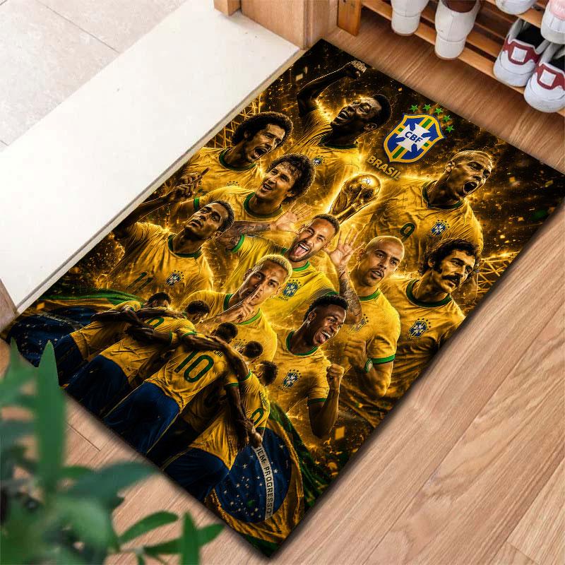Brazil National Football Team Carpet Rug for Living Room Bedroom Home Sofa Decoration,Kids play Non-slip Floor Mat