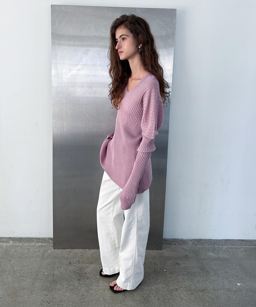 Poeteuseoul Line Ribbed Knit_Orchid Pink