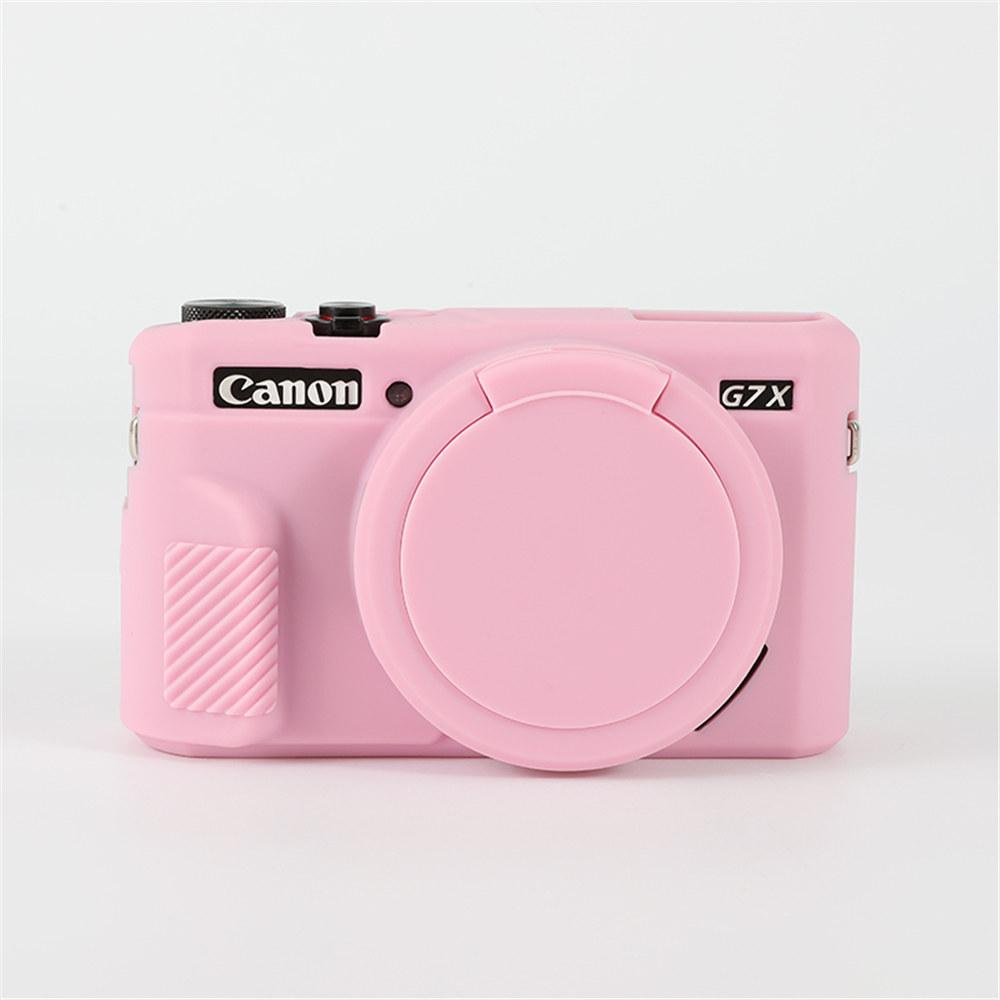 G7XII Mäkké silikónové puzdro na telo fotoaparátu pre Canon G7X II G7X Mark II G7X2 Gumený chránič kože s krytkou objektívu pink