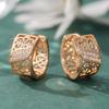 Luxury Synthetic Zircon Hand-carved Hollow Hoop Earrings for Women Elegant Exquisite Wedding Holiday Jewelry Accessories Crafts