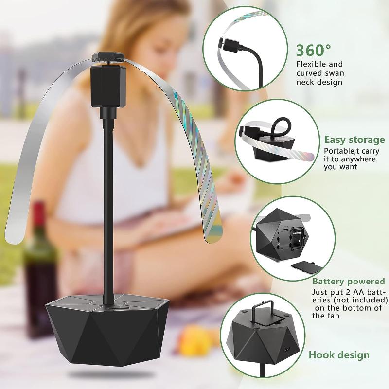 2pcs Fly Fans for Tables, Practical Fly Repellent Fan with Soft Blades, Soundless and Portable Fly Fan Keeps Your Food Clean