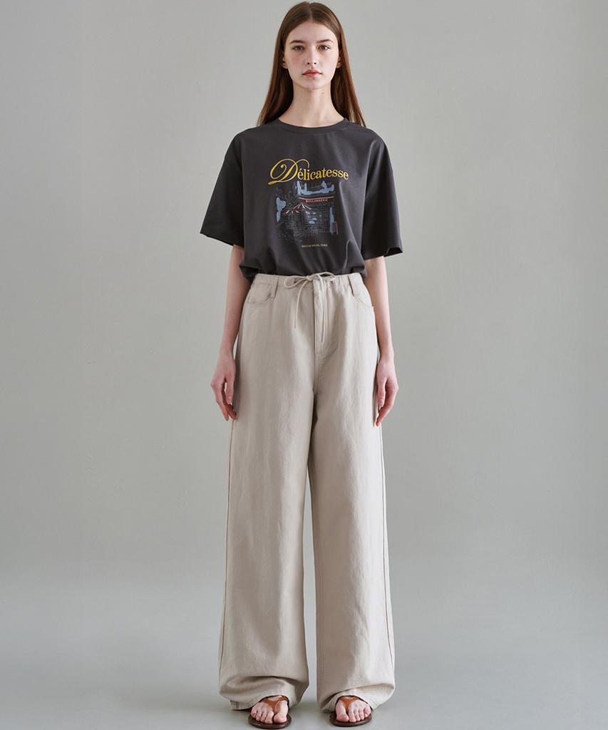 MALOUPE 9160 Linen Wide Pants (Beige)