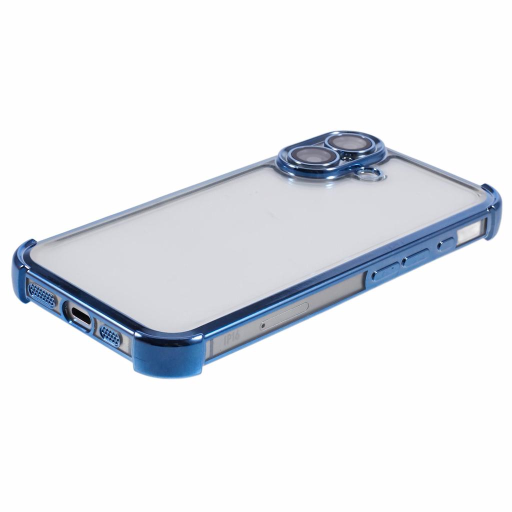For iPhone 16 Case Electroplating Clear TPU Phone Cover with Lens Film
