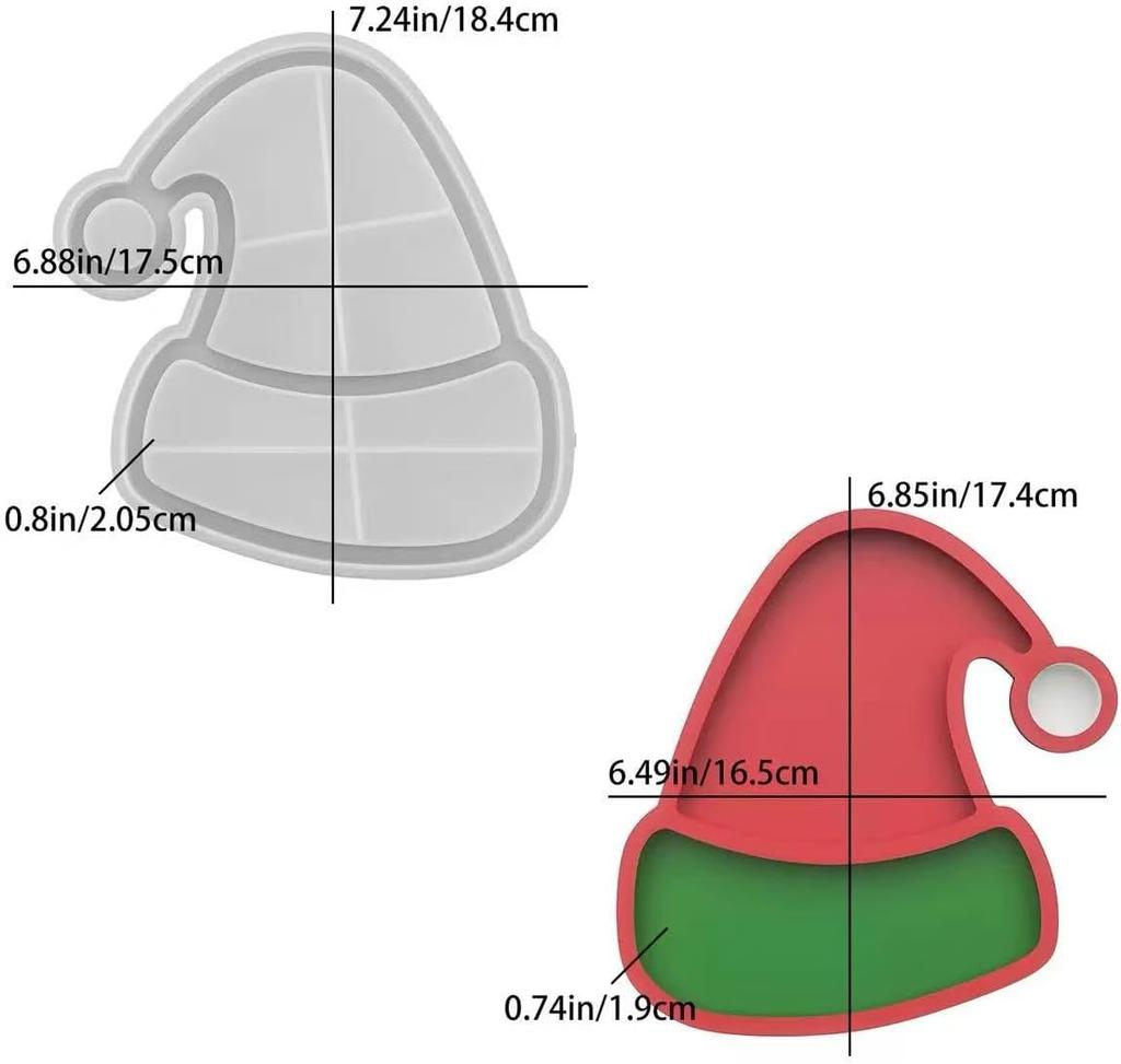 1Pc Christmas Resin Molds Silicone for Epoxy Resin Santa Hat Storage Container Resin Mold for Clay Plaster Gypsum Cement Molds