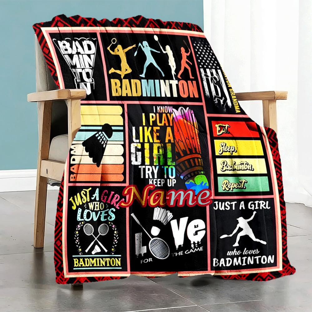 Badminton Customize Your Name Home Blankets Comfortable Soft Lightweight Allseason Multipurpose Blanket For Picnics Couches Offices Beds Living Rooms