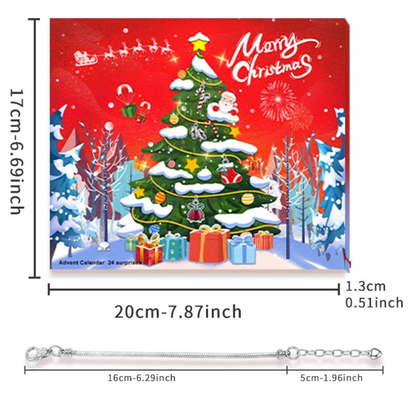 Christmas Advent Calendar Gift Box With Diy Snowman Santa Claus Bracelet Making Kit Xmas Tree Countdown Calendar For Girls