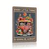 Hippie Metallblechschild () Retro Every Little Thing Is Gonna Be Alright Aluminium-Wandkunst Groovige Raumdekoration Inspirierende P