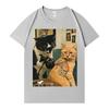 Trendy Graphic T Shrit Cat Smoking Tattoo Inked Funny Meme Tshirt Harajuku Y2k Tshirt Shortsleeve Summer O Neck Casual Tshrit