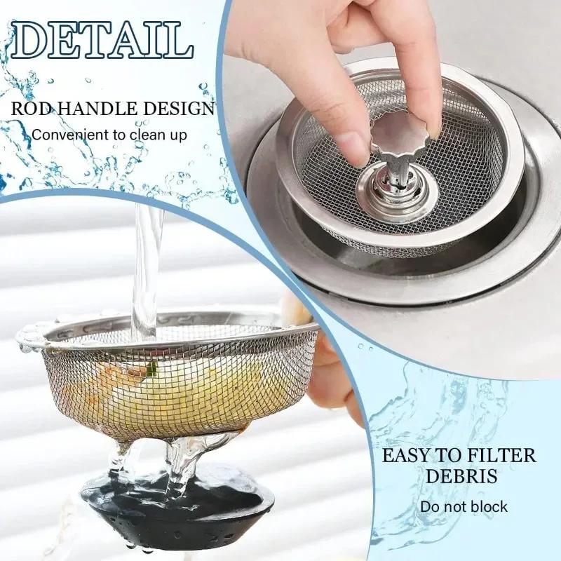 Universal Garbage Drain Pipe Floor Drain Net Cover Filter for Kitchen Sink Deodorant Cover Stainless Steel Strainer Anti-block