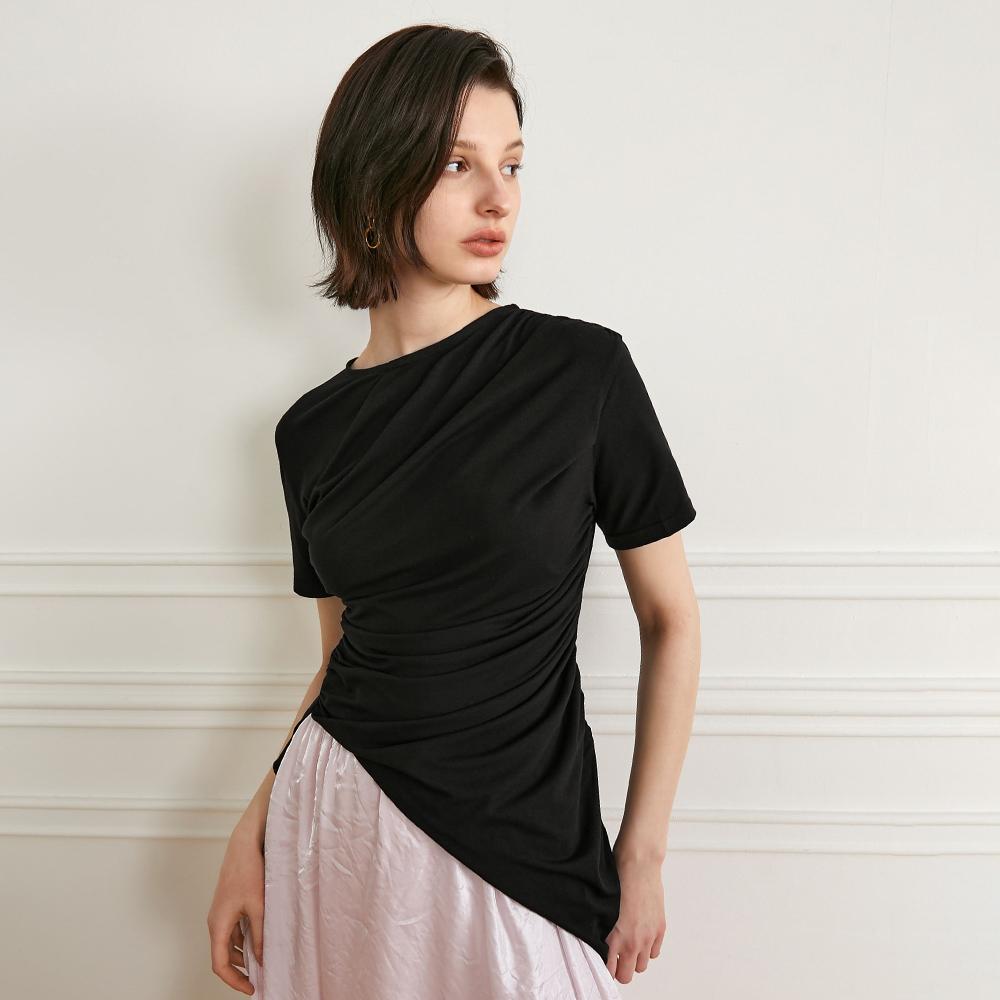 Waiwaiaiem Yy_Asymmetric Fitted Top_Black
