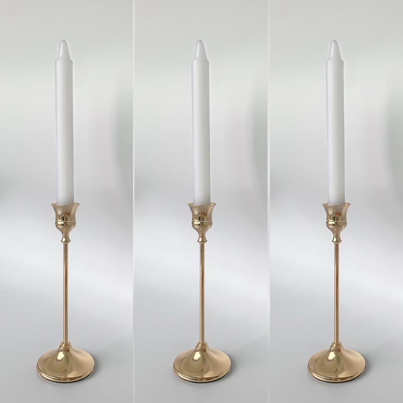 Europejski Złoty Świecznik z Kutego Żelaza - Luksusowy Romantyczny Dekor na Kolację przy Świecach