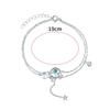 925 Silver 19CM Double Bracelet Aquamarine Crystal Encrusted Bracelet Elegant Feminine Trend Jewelry