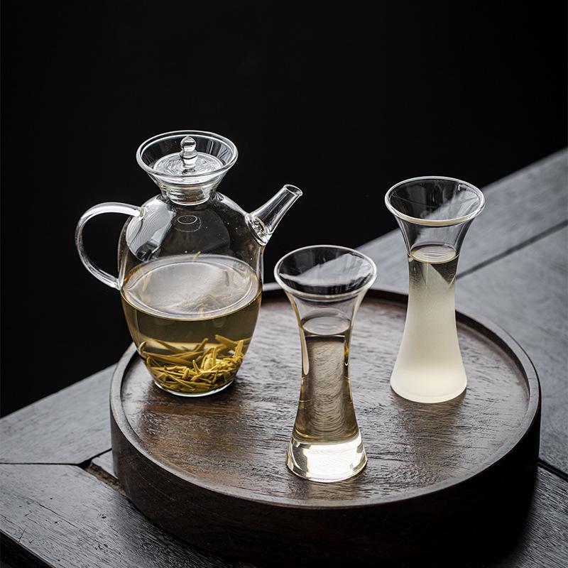 Krug und Tee-Ei-Set im Stil der Song-Dynastie aus Borosilikatglas