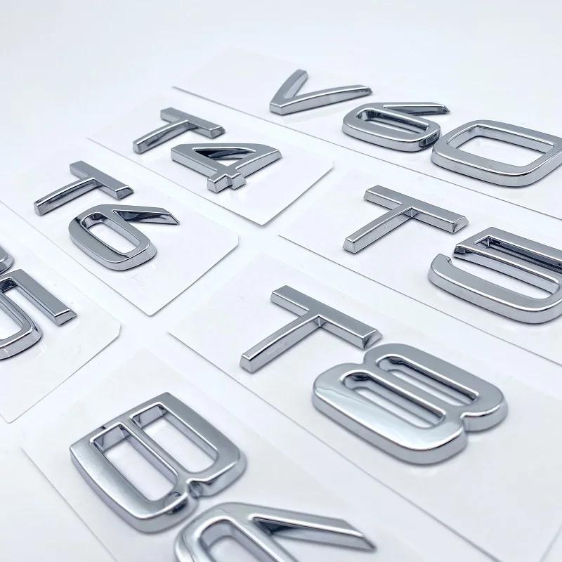 ABS Chrome Glossy Black Letters Numbers Emblem B4 B5 T4 T5 T6 T8 Trunk Badge Decal Car Sticker for Volvo V60 Auto Accessories