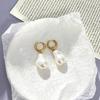 European and American 18K Gold Plated Stainless Steel Irregular Pearl Hoop Earrings