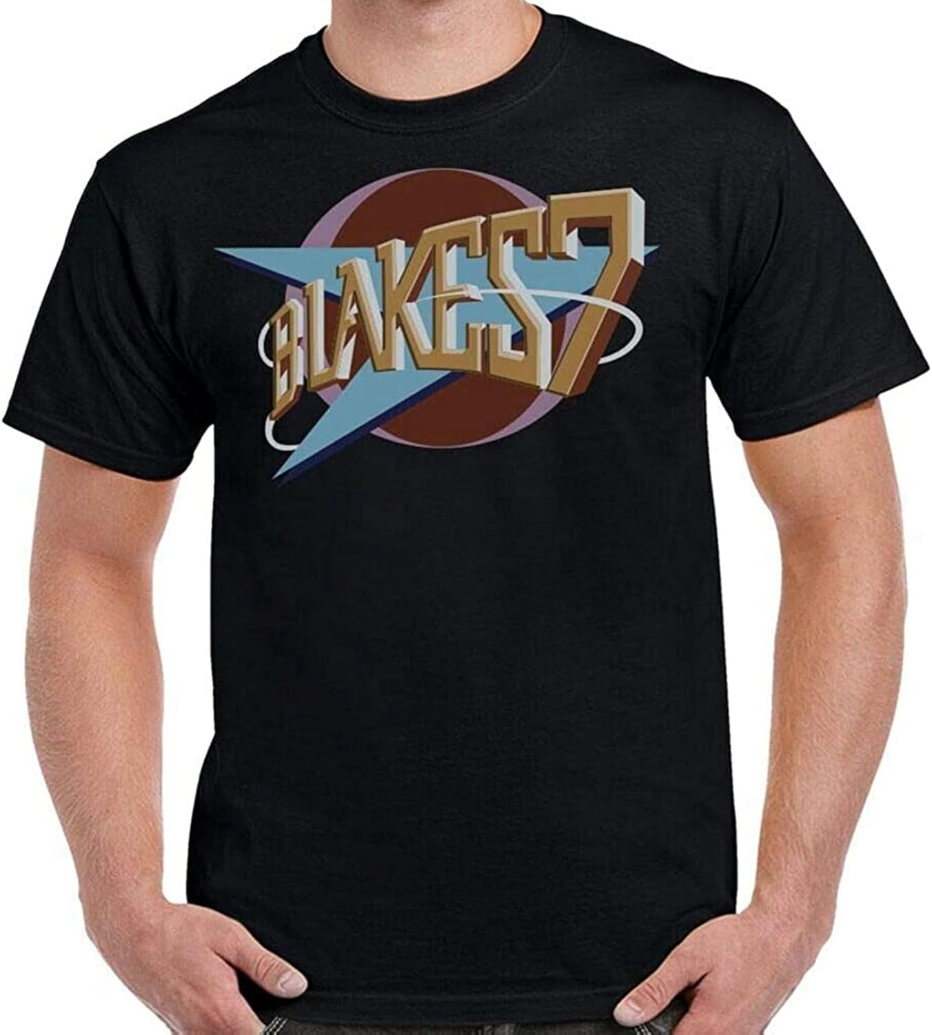 Men s Blakes 7 Logo Adult T-Shirt Short-Sleeved Shirt Top Tshirt Size Small Black XS