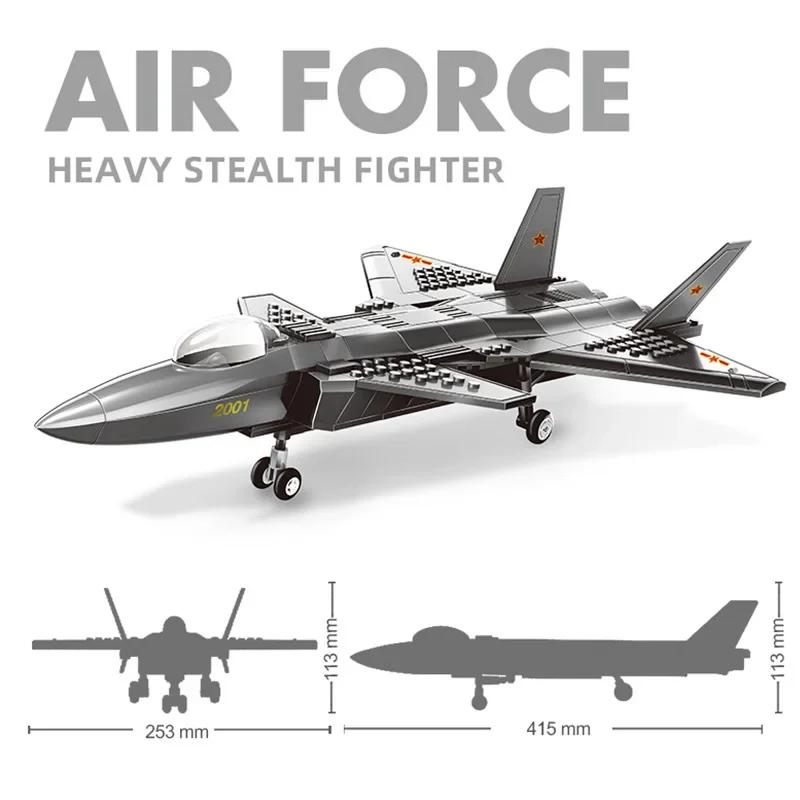 Building Blocks Aircraft Series J-20 J-15 Fighter Military Boys Assembling Toys