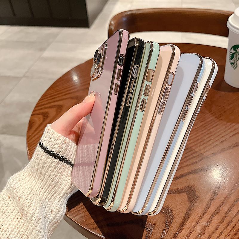 Luxury Plating Soft Silicone Case For iPhone 15 14 11 12 13 Pro Max Mini Plus Antiskid Fashion Protect Shockproof Cover Cases