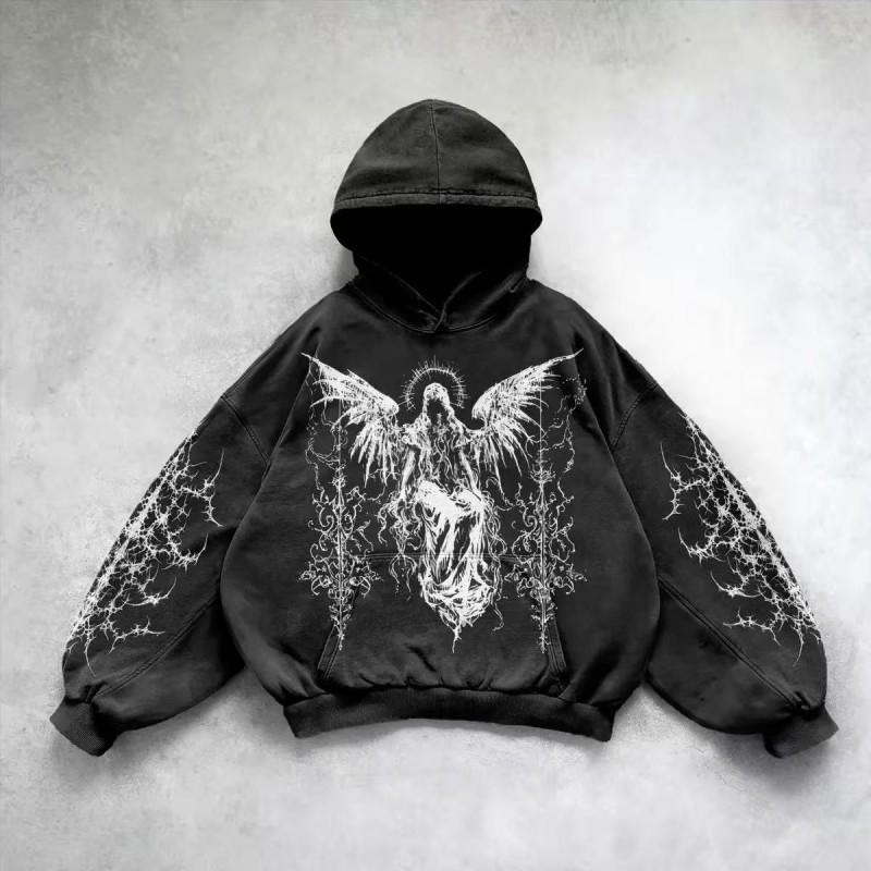 Felpa Streetwear 2026 per Adolescenti Casual Punk Harajuku Hip Hop Gotica con Stampa