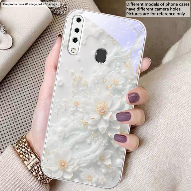 Schöne weiße Blumen Für Samsung A20 30 22 23 24 25 26 A31 32 33 34 A35 42 50 51 52 53 54 55 56 70 71 72 73 Glas Handyhülle