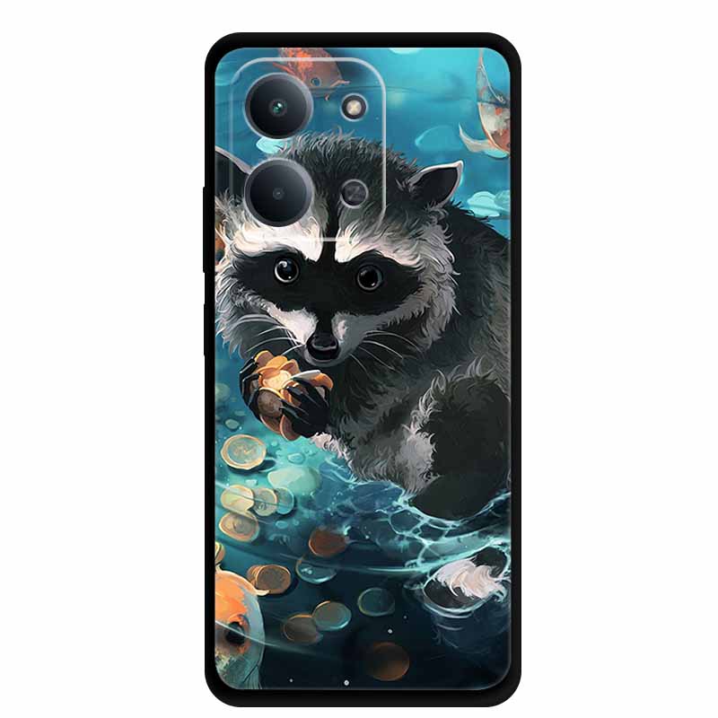 Case For Xiaomi Redmi 15C 5G European Colorful Flower Black Soft Silicone TPU Phone Case For Redmi 15C 4G Shell ProtectionBumper
