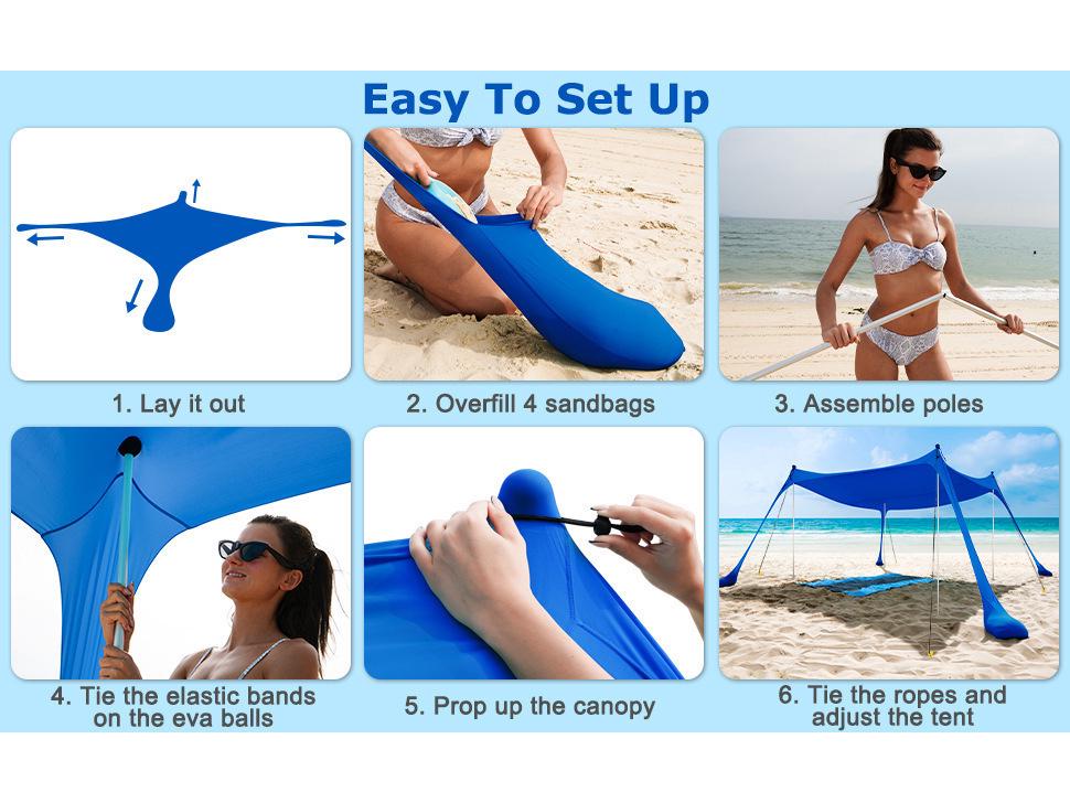 Cort de plajă Copertină portabilă pentru camping și protecție solară