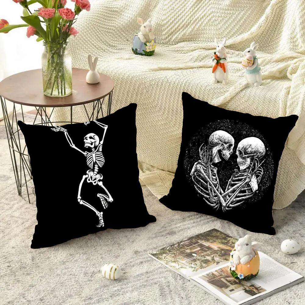 1pc Anatomical Skeleton Chalkboard Pillow Case Square Bedroom Sofa Leisure Comfort Cushion Car Living Room Home Decoration